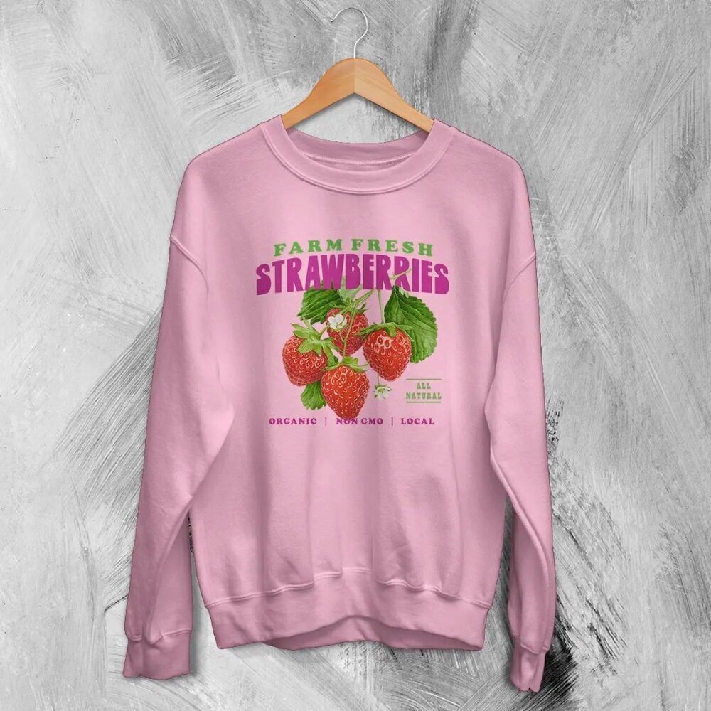 Peaches Records Tapes Strawberries Graphic Retro 70s Music Style Sweatshirt 166